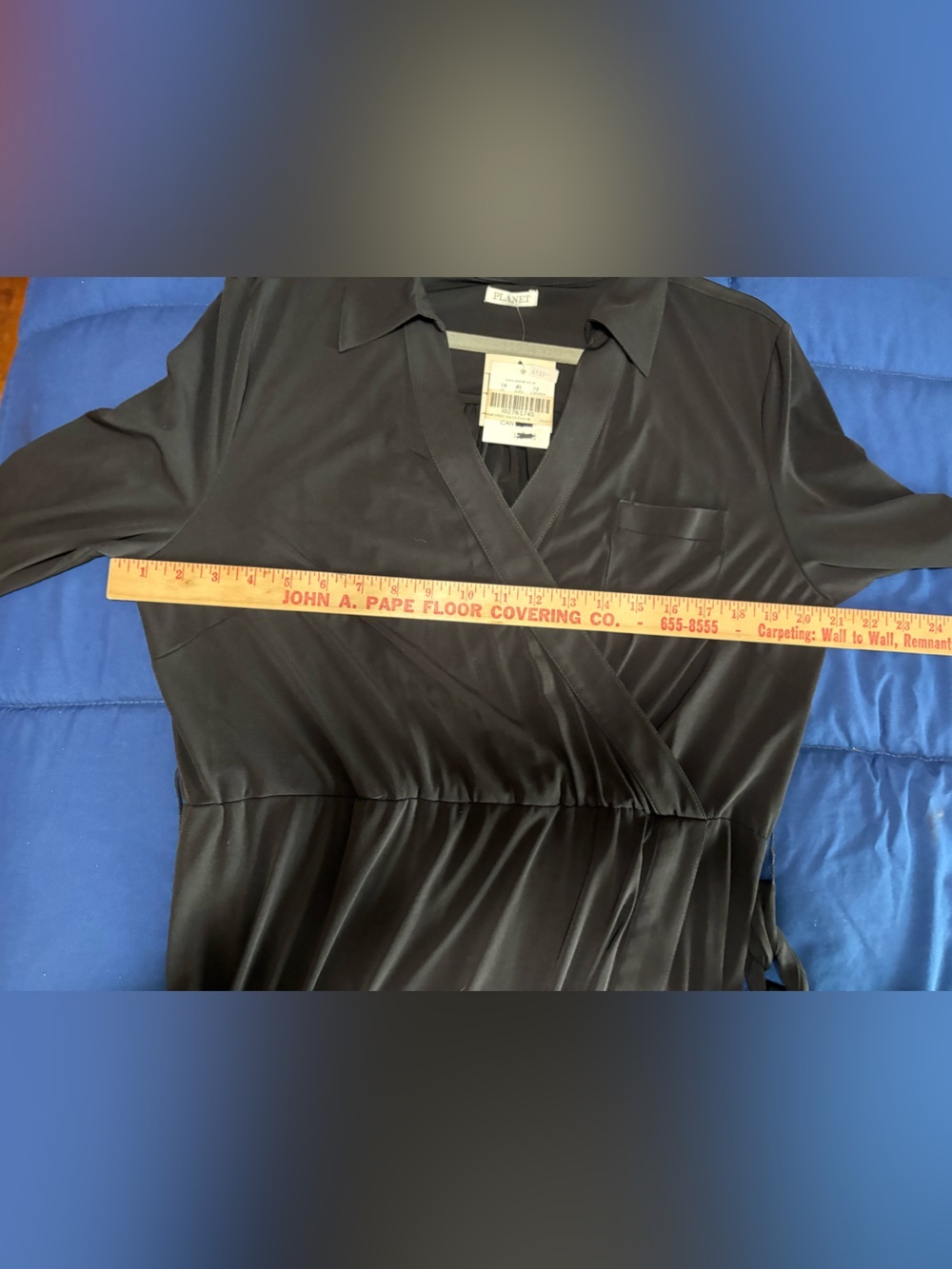 Planet Dress  10 US 14 UK Black Wrap Midi Long Sleeve Belted Office Chic New - Picture 6 of 12